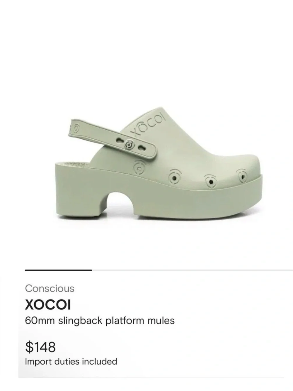 XOCOI 60mm Slingback Platform Mules Women Shoes Size 6 Made In Italy